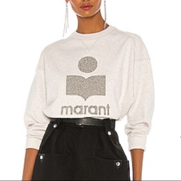 Isabel Marant Sweaters - Isabel Marant White and Gray Logo Sweater